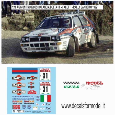 AGGIUNTIVO DECAL LANCIA DELTA HF - FALETTI - RALLY SANREMO 1992