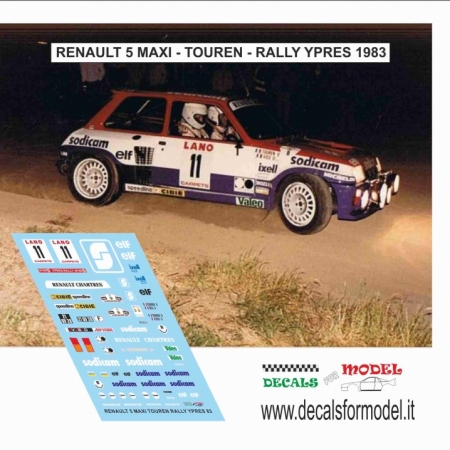 DECAL RENAULT 5 MAXI TURBO - TOUREN - RALLY YPRES 1983