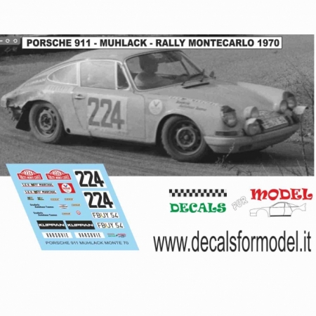 DECAL PORSCHE 911 - MUHLACK - RALLY MONTECARLO 1970