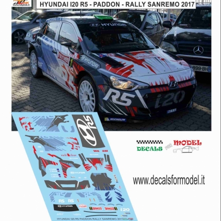 DECAL HYUNDAI I20 R5 - PADDON - RALLY SANREMO 2017