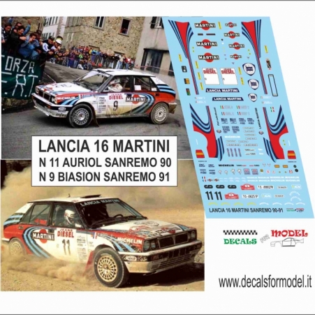 DECAL LANCIA DELTA 16V - MARTINI - BIASION / AURIOL - RALLY SANREMO 1990 7 1991 