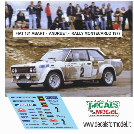 DECAL FIAT 131 ABARTH - ANDRUET - RALLY MONTECARLO 1977