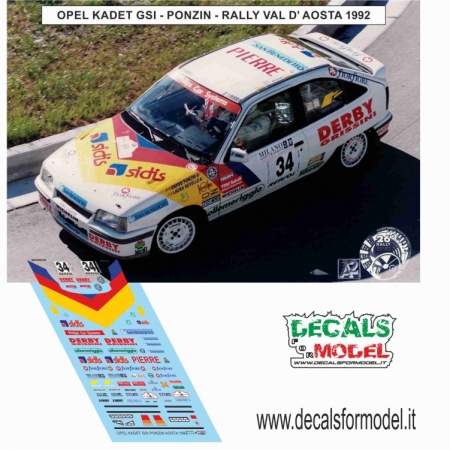 DECAL OPEL KADET GSI - PONZIN - RALLY VAL D AOSTA 1992