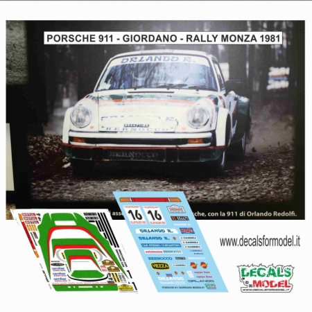 DECAL PORSCHE 911 SC - GIORDANO - RALLY MONZA 1981