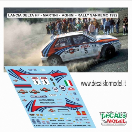 DECAL LANCIA DELTA HF - MARTINI - AGHINI - RALLY SANREMO 1992