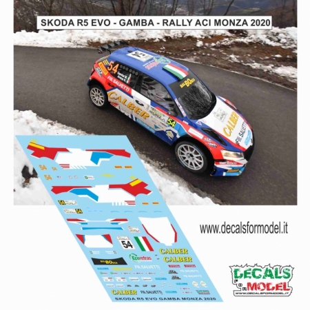 DECAL SKODA FABIA R5 EVO - GAMBA - RALLY ACI MONZA 2020