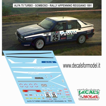 DECAL ALFA ROMEO 75 TURBO - POLIZIA - GOMBOSO - RALLY APPENNINO REGGIANO 1991