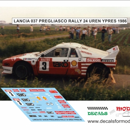 DECAL LANCIA 037 - PREGLIASCO - RALLY YPRES 1986