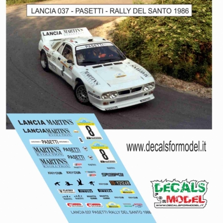 DECAL LANCIA 037 - PASETTI - RALLY DEL SANTO 1986