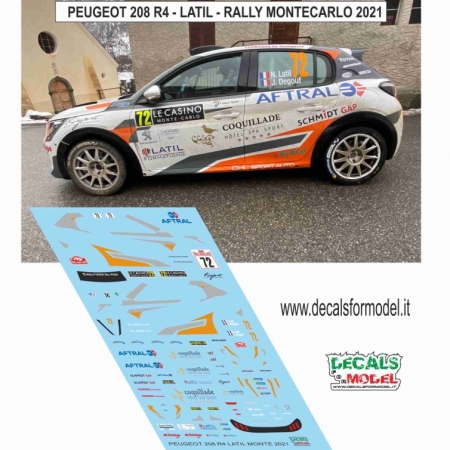 DECAL PEUGEOT 208 R4 - LATIL - RALLY MONTECARLO 2021