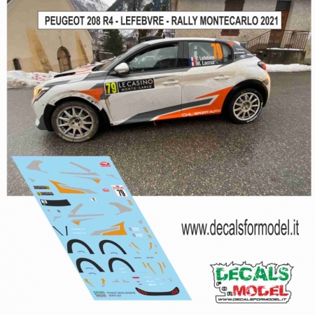 DECAL PEUGEOT 208 R4 - LEFEBVRE - RALLY MONTECARLO 2021