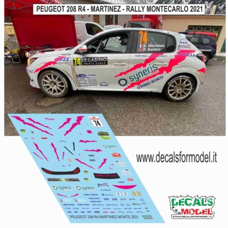 DECAL PEUGEOT 208 R4 - MARTINEZ - RALLY MONTECARLO 2021