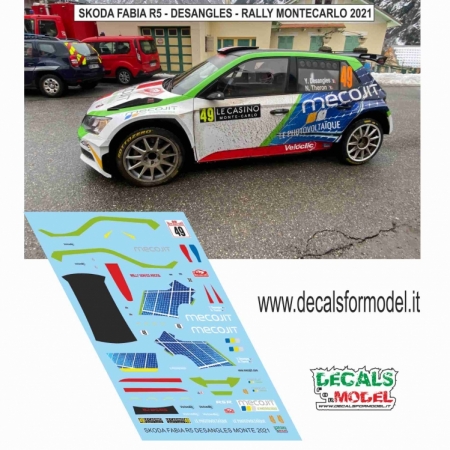 DECAL SKODA FABIA R5 - DESANGLES - RALLY MONTECARLO 2021