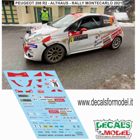 DECAL PEUGEOT 208 R2 - ALTHAUS - RALLY MONTECARLO 2021