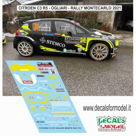 DECAL CITROEN C3 R5 - OGLIARI - RALLY MONTECARLO 2021