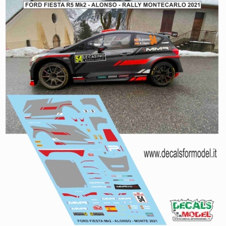 DECAL FORD FIESTA R5 MK2 EVO - ALONSO - RALLY MONTECARLO 2021