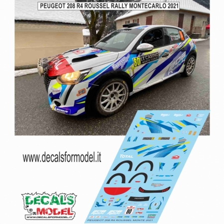 DECAL PEUEGOT 208 R4 - ROUSSEL - RALLY MONTECARLO 2021