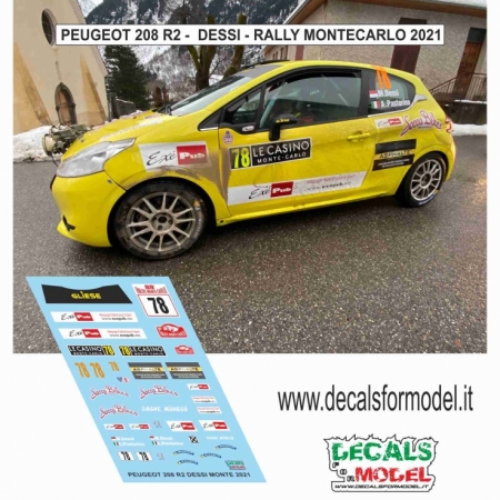 DECAL PEUGEOT 208 R2 - DESSI - RALLY MONTECARLO 2021