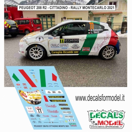 DECALS PEUGEOT 208 R2 - CITTADINO - RALLY MONTECARLO 2021