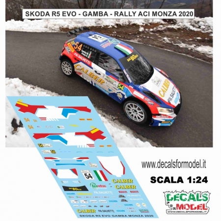 DECAL 1:24 SKODA FABIA R5 EVO - GAMBA - RALLY ACI MONZA 2020