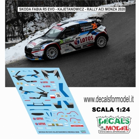 DECAL 1:24 SKODA FABIA R5 EVO - KAJETANOWICZ - RALLY ACI MONZA 2020