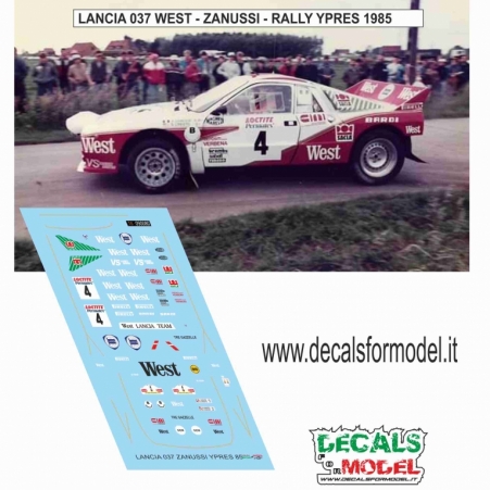 DECAL LANCIA 037 WEST - ZANUSSI - RALLY YPRES 1985