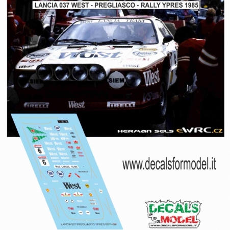 DECAL LANCIA 037 WEST - PREGLIASCO - RALLY YPRES 1985