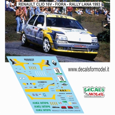 DECAL RENAULT CLIO 16V - FIORA - RALLY LANA 1993