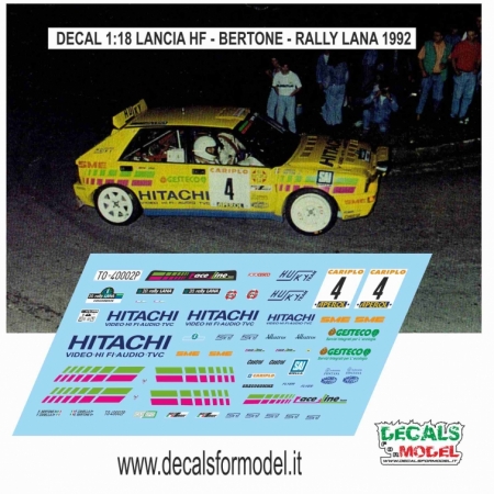 DECAL 1:18 LANCIA DELTA HF - BERTONE - RALLY LANA 1992