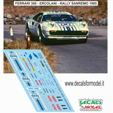 DECAL FERRARI 308 GTB - ERCOLANI - RALLY SANREMO 1985