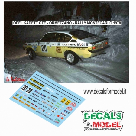 DECAL OPEL KADETT GTE - ORMEZZANO - RALLY MONTECARLO 1978