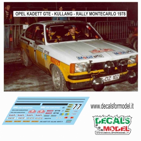 DECAL OPEL KADETT GTE - KULLANG - RALLY MONTECARLO 1978