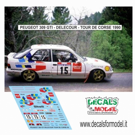 DECAL PEUGEOT 309 GTI - DELECOUR - TOUR DE CORSE 1990