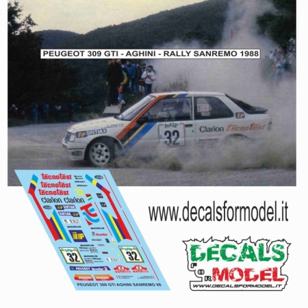 DECAL PEUGEOT 309 GTI - AGHINI - RALLY SANREMO 1988