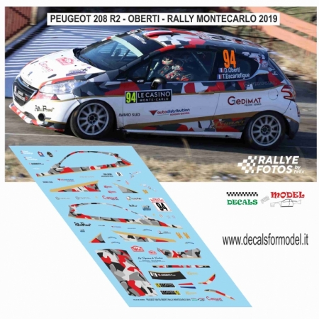 DECAL PEUGEOT 208 R2 - OBERTI - RALLY MONTECARLO 2019