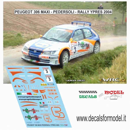 DECAL 1:24 PEUGEOT 306 MAXI - PEDERSOLI - RALLY YPRES 2004
