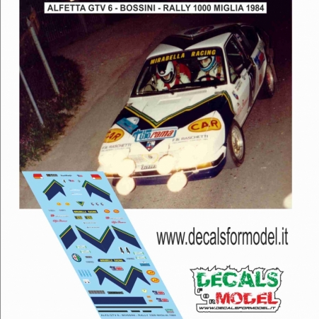 DECAL ALFA ROMEO ALFETTA GTV 6 - BOSSINI - RALLY 1000 MIGLIA 1984