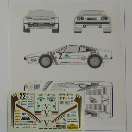 DECAL FERRARI 308 GTB - VALENTINO - LUCKY - RALLY LANA 1984