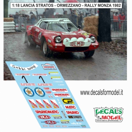 DECAL 1:18  LANCIA STRATOS - ORMEZZANO - RALLY MONZA 1982