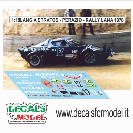 DECAL 1:18 LANCIA STRATOS - PERAZIO - RALLY LANA 1978