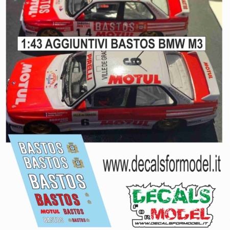 DECAL 1:43 AGGIUNTIVI BMW M3 E30 BASTOS 