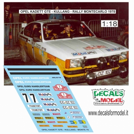 1:18 DECAL OPEL KADETT GT 5 - KULLANG - RALLY MONTECARLO 1978 - BASE NOREV