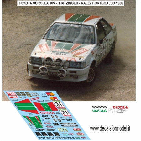 DECAL TOYOTA COROLLA GT - FRITZINGER - RALLY PORTOGALLO 1986