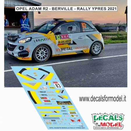 DECAL OPEL ADAM R2 - BERVILLE - RALLY YPRES 2021