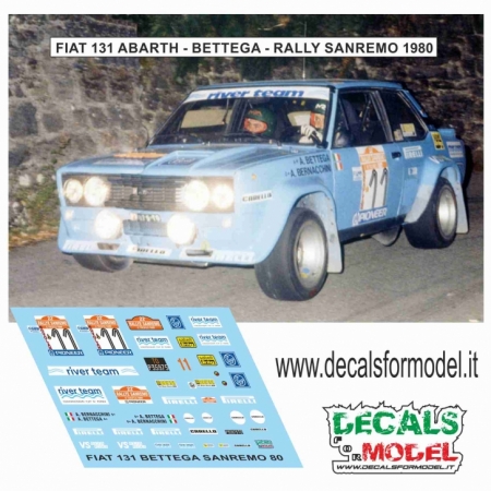 DECAL FIAT 131 ABARTH - BETTEGA - RALLY SANREMO 1980