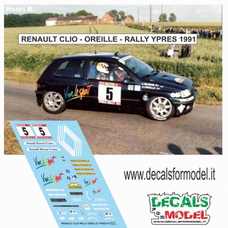 DECALS RENAULT CLIO - OREILLE - RALLY YPRES 1991