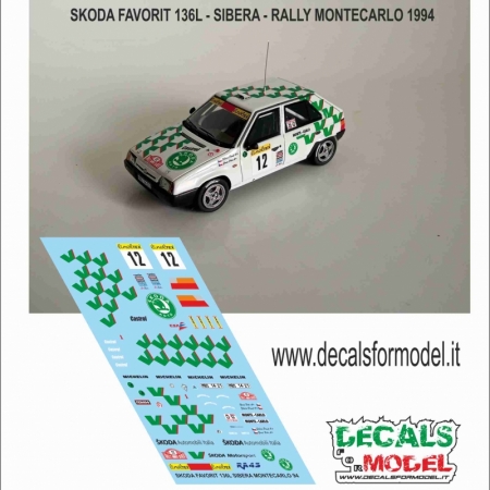 1:43 SKODA FAVORIT 136L - SIBERA - RALLY MONTECARLO 1994