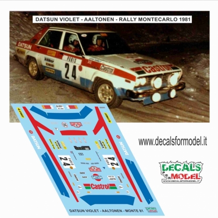 DECAL DATSUN VIOLET 160J - AALTONEN - RALLY MONTECARLO 1981