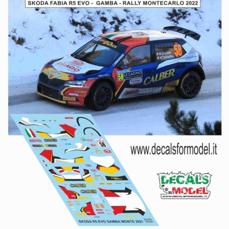 DECAL SKODA FABIA R5 EVO - GAMBA - RALLY MONTECARLO 2022