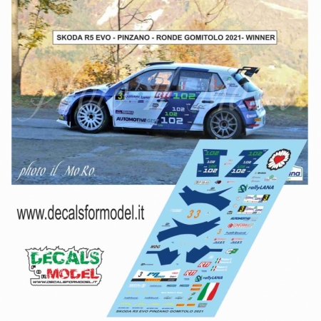 DECAL SKODA FABIA R5 EVO - PINZANO - RONDE GOMITOLO 2021 - WINNER